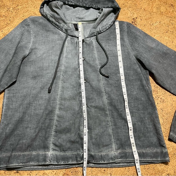 Inizio Lightweight Cotton Button Down Hooded Jacket In Charcoal Sz M - Picture 9 of 11